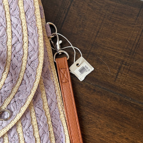 Pale purple 2 Tone Straw Convertible Clutch & Crossbody Bag NWT - Picture 4 of 5